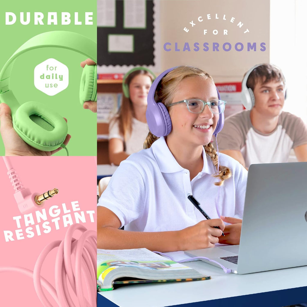 5-Pack On-Ear 3.5mm Wired Headphones for Schools