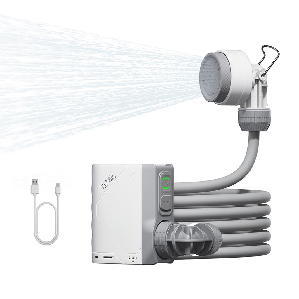 Tiny Shower Portable Camping Shower, Rechargeable Waterproof Outdoor Shower Pump for Hiking, Car Wash, Pet Cleaning, Beach Vacations