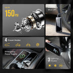 Cordless Portable Tire Inflator - Rechargeable Electric Air Compressor with Digital Pressure Gauge, Knob Control, Auto Shut-Off for Car Tires, Bike, Sports Balls