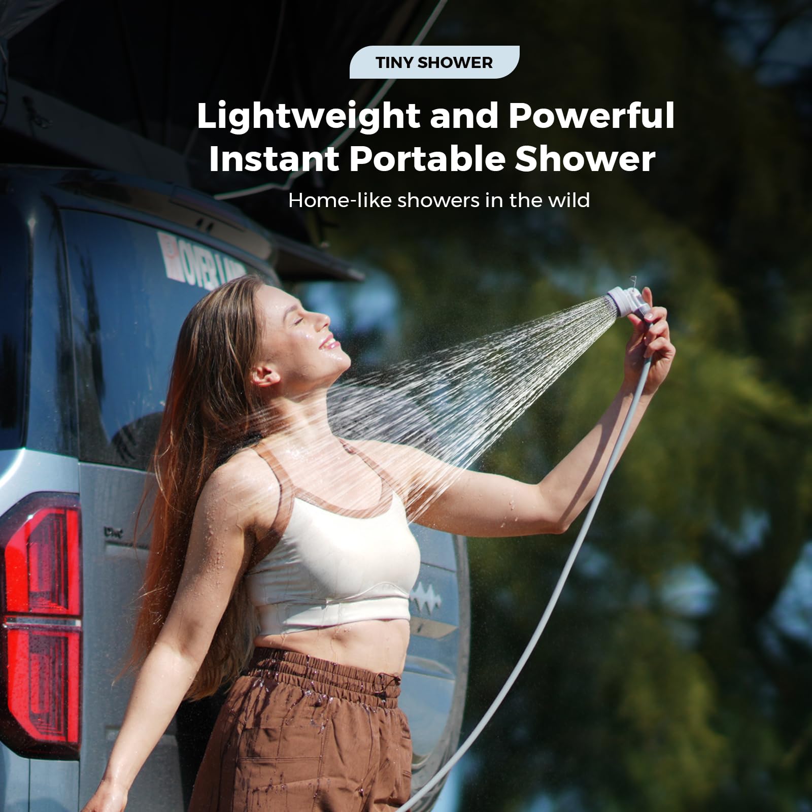Tiny Shower Portable Camping Shower, Rechargeable Waterproof Outdoor Shower Pump for Hiking, Car Wash, Pet Cleaning, Beach Vacations